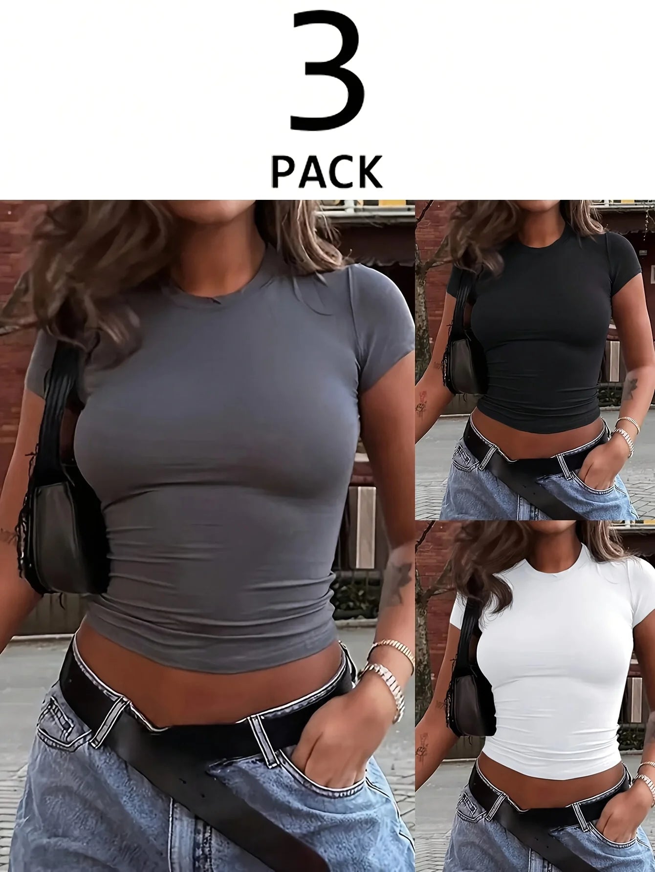 3pcs Slim Fit Short Sleeve